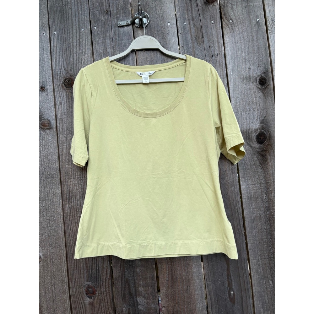 Athleta Outbound Scoop Tee‎ Activewear Top Athletic Casual Yellow Green Large